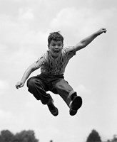 950S Boy Jumping Up Fine Art Print
