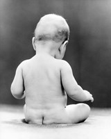 1930s Naked Baby Sitting On Bare Bottom Behind Fine Art Print
