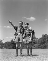 1950s Two Boy Scouts One Pointing Wearing Hiking Gear Fine Art Print