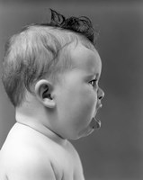 1940s 1950s Profile Of Baby Head With Mouth Open Fine Art Print
