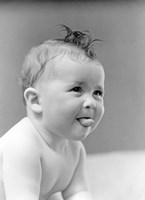 1940s Cute Baby Sticking Out Tongue Fine Art Print