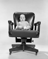 1960s Baby Sitting In Executive Office Chair Fine Art Print