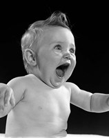 1950s Happy Baby  Laughing With Mouth Open Fine Art Print