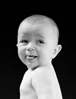 1940s 1950s Baby Smiling Sticking Out Tongue Fine Art Print