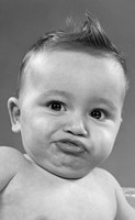 1950s Baby Making A Funny Face And Bronx Cheer Noise Fine Art Print