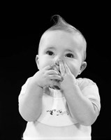 1950s Baby Covering Mouth With Hands Fine Art Print