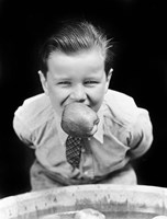 1930s Boy Bobbing For Apples Fine Art Print