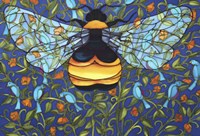 Bee And Blue Birds Fine Art Print