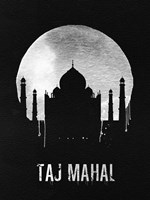 Taj Mahal Landmark Black Fine Art Print