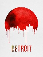 Detroit Skyline Red Fine Art Print