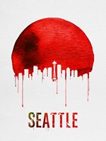 Seattle Skyline Red Fine Art Print