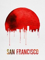 San Francisco Skyline Red Fine Art Print
