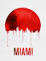 Miami Skyline Red Fine Art Print