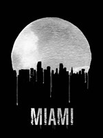 Miami Skyline Black Fine Art Print