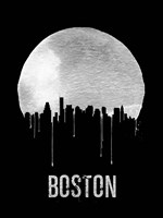 Boston Skyline Black Fine Art Print