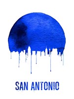 San Antonio Skyline Blue Fine Art Print