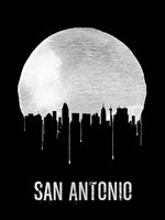 San Antonio Skyline Black Fine Art Print