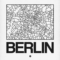 White Map of Berlin Fine Art Print