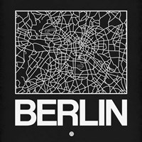Black Map of Berlin Fine Art Print