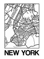 White Map of New York Fine Art Print