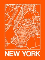 Orange Map of New York Fine Art Print