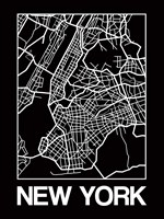 Black Map of New York Fine Art Print