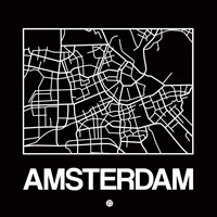 Black Map of Amsterdam Fine Art Print