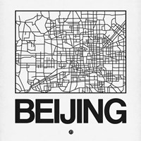 White Map of Beijing Fine Art Print