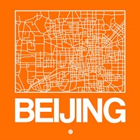 Orange Map of Beijing Fine Art Print