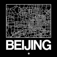 Black Map of Beijing Fine Art Print