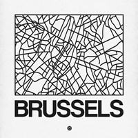White Map of Brussels Fine Art Print