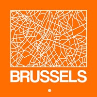 Orange Map of Brussels Fine Art Print