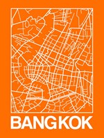 Orange Map of Bangkok Fine Art Print