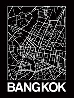 Black Map of Bangkok Fine Art Print