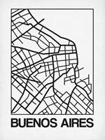 White Map of Buenos Aires Fine Art Print