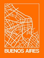 Orange Map of Buenos Aires Fine Art Print