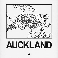 White Map of Auckland Fine Art Print