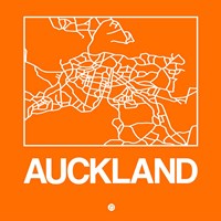 Orange Map of Auckland Fine Art Print