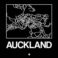 Black Map of Auckland Fine Art Print