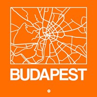 Orange Map of Budapest Fine Art Print