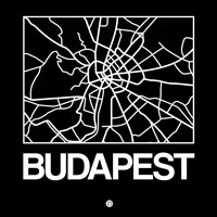 Black Map of Budapest Fine Art Print