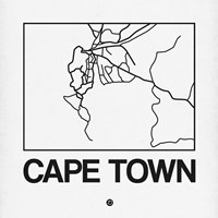 White Map of Cape Town Fine Art Print