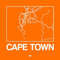 Orange Map of Cape Town Fine Art Print