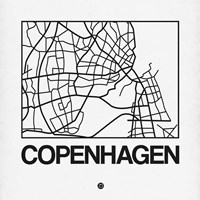 White Map of Copenhagen Fine Art Print