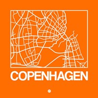 Orange Map of Copenhagen Fine Art Print