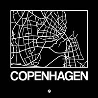 Black Map of Copenhagen Fine Art Print