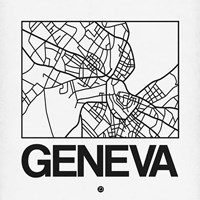 White Map of Geneva Fine Art Print