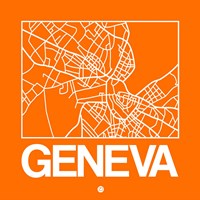 Orange Map of Geneva Fine Art Print