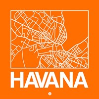 Orange Map of Havana Fine Art Print