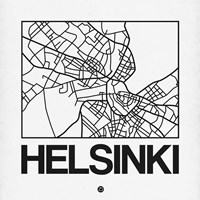 White Map of Helsinki Fine Art Print